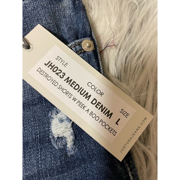 NWT Just USA large womens distressed jean cutoff shorts - Picture 5 of 5
